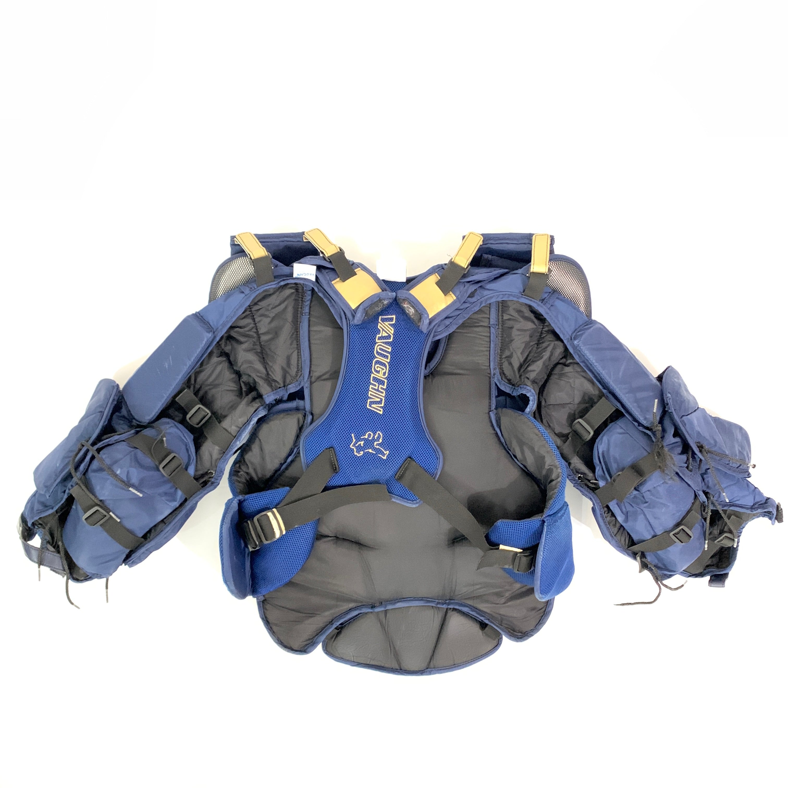 Vaughn V5 7800 - Used Pro Stock Goalie Chest Protector (Navy/Gold)